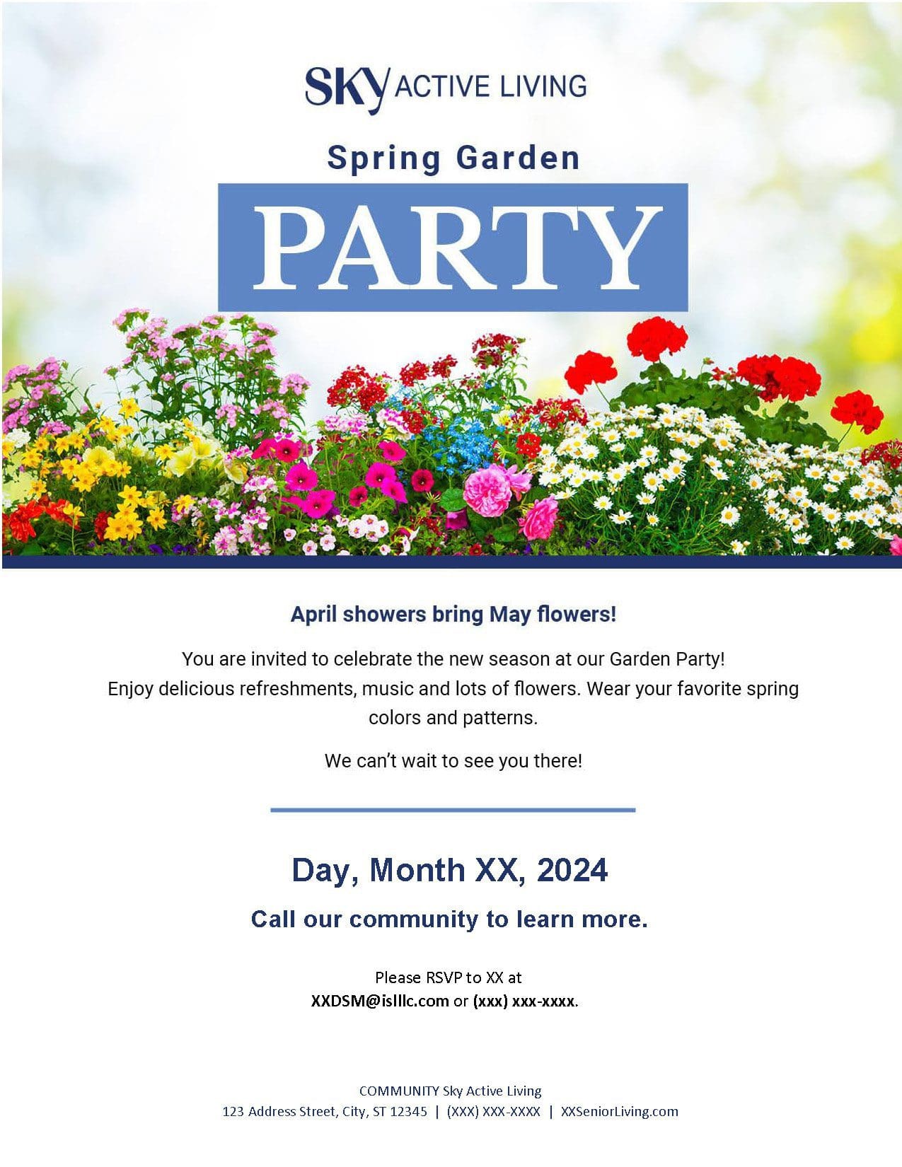 032824 V1 SkyActive Spring Garden Party EditableFlyer forMarketplace ve1wyy